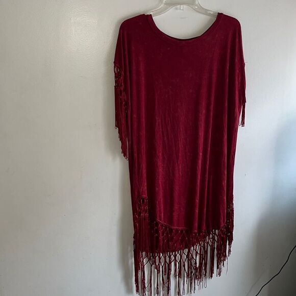 PRETTY POL OVERSIZED BOHEMIAN FRINGE LONG TUNIC TOP/DRESS - Picture 1 of 7